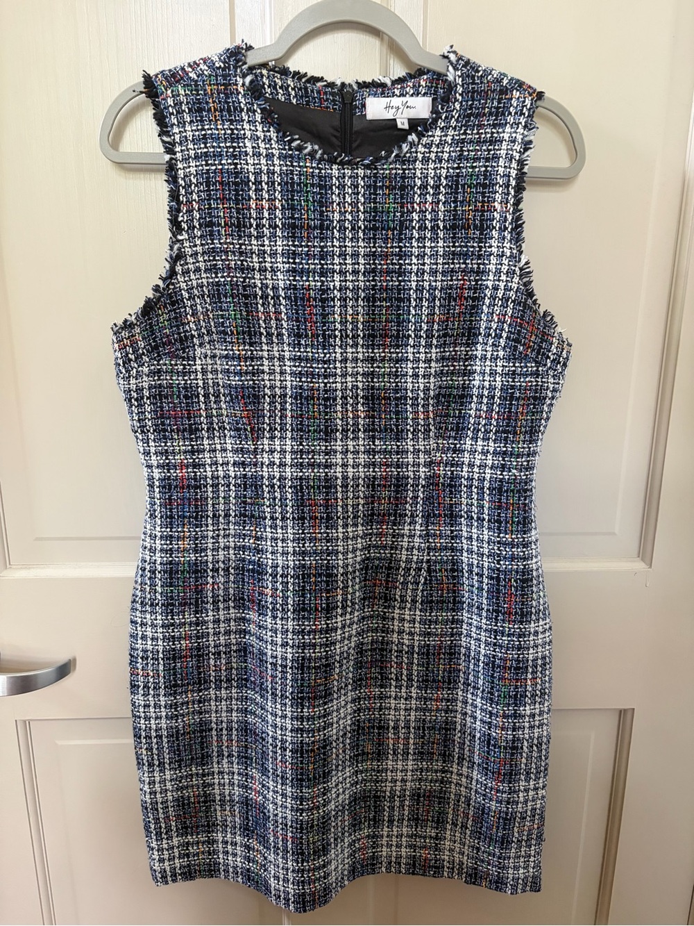 Multicolor Tweed Dress with Fringe